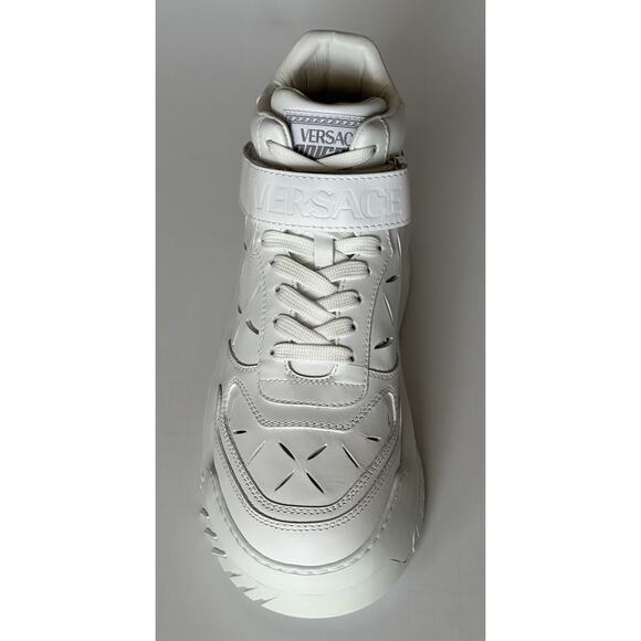 Versace Men\'s Laserata Leather Sneakers White 12.5 US (45.5) 1008964 NWT $1175 main image 9